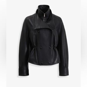 NWT Nour Hammour Thalia Cropped Leather Jacket Black Cinched Coat sz M SOLD OUT